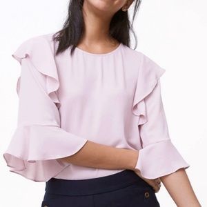 LOFT || NWOT Light Pink Ruffle Blouse